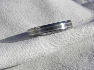 Mens or Women's Ring, Comfort Fit, Wedding Band, Titanium with Silver, 4mm - Picture 1 of 8