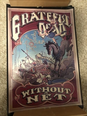 Vtg GRATEFUL DEAD Poster WORLD TOUR 1990 Without A Net - Image 1 of 4