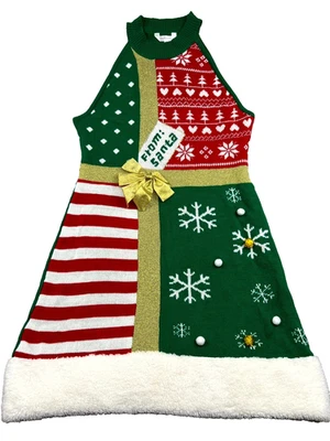 No Boundaries Holiday Christmas Sweater Dress Womens XL (15-17) Multicolor Knit - Image 1 of 4