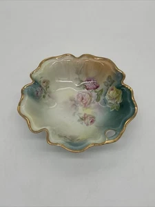 Vintage Silesien Germany Porcelain Rose Floral Trinket Dish Bowl - Picture 1 of 11