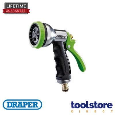 Pistola pulverizadora manguera jardín cuerpo aluminio Draper 25342 7 patrones agarre suave Foto 1 de 2