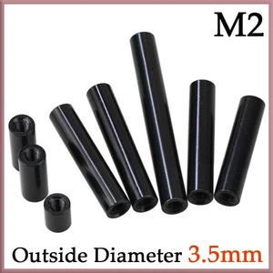 M2 Bright Black Aluminum Column Round Threaded Sleeve Stud Standoff Nut OD 3.5mm - Picture 1 of 8