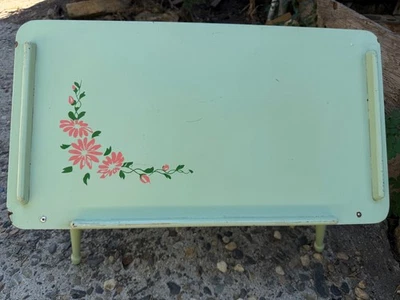 Vintage 1940's Madeira Dobrável TV Cavalete Lap Cama Bandeja Mesa Regra Dourada Produtos - Imagem 1 de 4