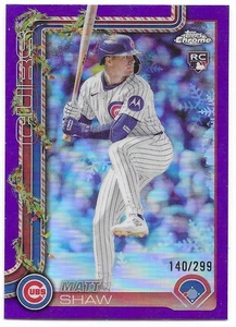 2025 Topps Holiday Chrome Purple Refractor Matt Shaw #140/299 (HC173) Cubs RC - Bild 1 von 2