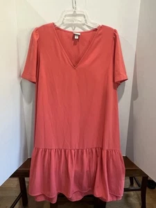 Vestido de mujer A New Day talla grande hasta la rodilla, coral, manga corta, con volantes - Imagen 1 de 6