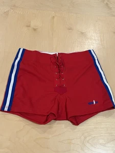Vintage SPANJIAN Lace-Up Athletic Roller Skate Coaching Shorts XL Made in USA - Picture 1 of 7
