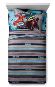 Juego de sábanas ajustables y superiores Justice League DC Comics tamaño doble + funda de almohada - Imagen 1 de 10