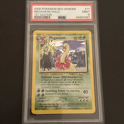 Pokémon Neo Genesis 2000 primera edición #11 Meganium-Holo PSA 9 Foto 1 de 2