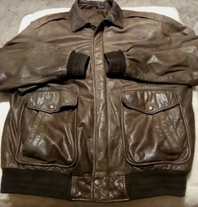 Vintage Roundtree And York braune Leder Bomberjacke Herren Größe L " - Bild 1 von 10