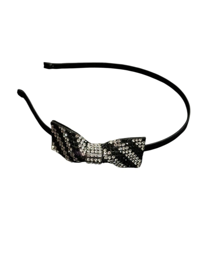 NUEVO Accesorios Diadema Niñas 1 Pieza Negro Plata Estrás Arco Foto 1 de 1