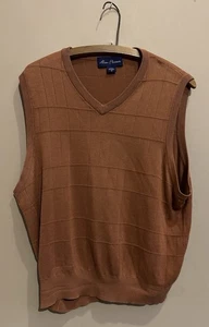 Alan Flusser 100% Silk Sweater Vest Men’s M Pullover V-Neck Burnt Orange Brown - Picture 1 of 7