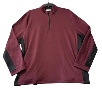 NUEVO PGA Tour Para hombres Micro Jacquard Cuarto Cremallera Pullover Suéter Granate Talla XL Foto 1 de 3