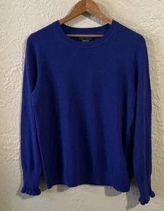 Banana Republic Sweater by Filpucci Fine Italian Yarn Women’s M Blue Ruffle Cuff - Picture 1 of 8