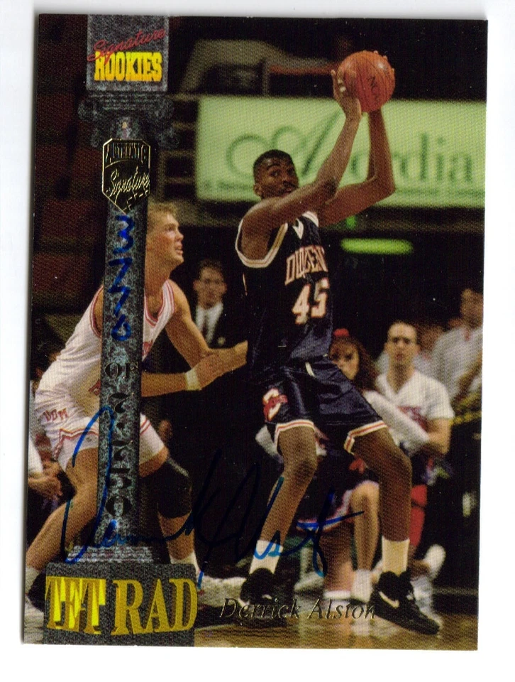 1994 SIGNATURE ROOKIES DERRICK ALSTON DUQUESNE 76'ERS SIGNED CARD AUTOGRAPH - Image 1 of 1