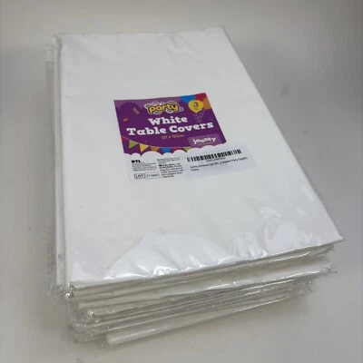 27 White Paper Square Strong Table Covers 3 Pack 121cm Party Wholesale Joblot - Image 1 of 4