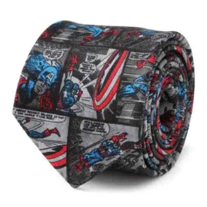 Marvel Captain America Comic Gray Men's Tie - Picture 1 of 5