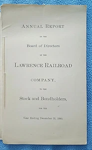 1880 Annual report of the Lawrence Railroad Company Pennsylvania history 10pages - Foto 1 di 3
