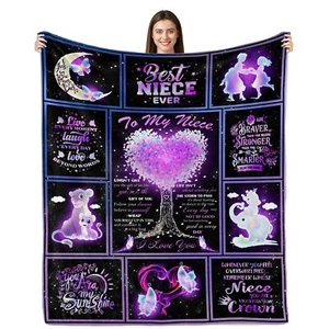 60x50" Niece Gifts from Auntie Blanket Birthday Graduation Gift Aunt Uncle - Picture 1 of 6
