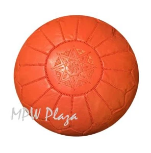 MPW Plaza Pouf, Orange, Moroccan Leather Ottoman (Un-Stuffed) - Picture 1 of 2