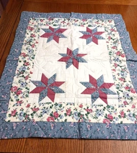 Vtg Arch Quilts Single Patchwork Pillow Sham Pillowcase, Blue, Deep Pink 29x24" - Picture 1 of 7