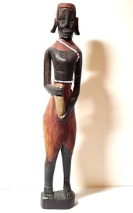 Estatuilla/estatua de madera africana de colección hecha a mano de coleccionistas de 12""h X 2"" de ancho 8 oz - Imagen 1 de 23