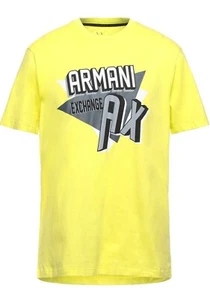 Armani Exchange Yellow Black Logo Cotton Short Sleeve Men's T-Shirt Sz XL - Picture 1 of 10