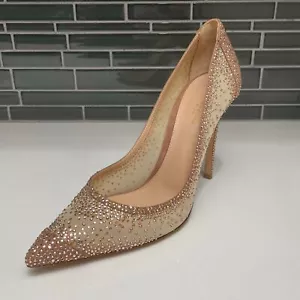 GIANVITO ROSSI "Rania" Nude Mesh Swarovski Crystal Point Toe Pumps - US 9B - Picture 1 of 12
