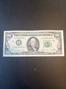 Lightly Circulated Small Head $100 bill (One Hundred Dollar Bill) - Series 1988 - Picture 1 of 2