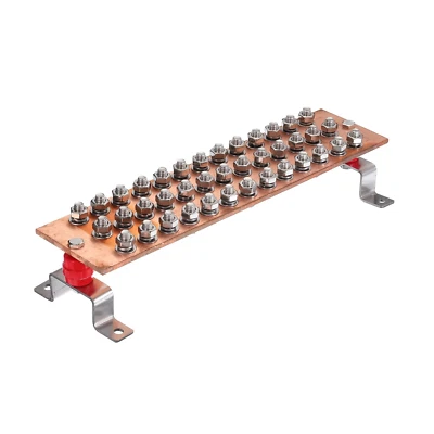 Copper Ground Bar 39 Terminal Position Power Electrical Busbar Insulator 16" - Image 1 of 4
