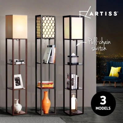 Artiss Floor Lamp Shelf Tripod Modern LED Storage Shelves Stand Reading Light - image 1 of 4