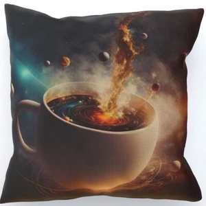 Interstellar Coffee III Cushion Double-Sided, Space Elixir Cosmic Caffeine Drink - Picture 1 of 7