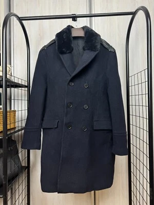 The Kooples Navy Blue Double-Breasted Wool Coat - Size 52 - Image 1 of 4