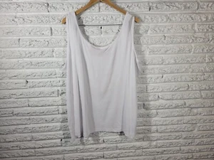 Woman Within Womens Top 3X Tank Sleeveless White Cotton Ribbed Stretchy Casual - Picture 1 of 6
