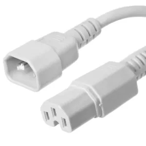 10 PACK LOT 12ft IEC C14 - C15 White Power Cord 14AWG 15A/1875W 100-250V 3.7M - Picture 1 of 1