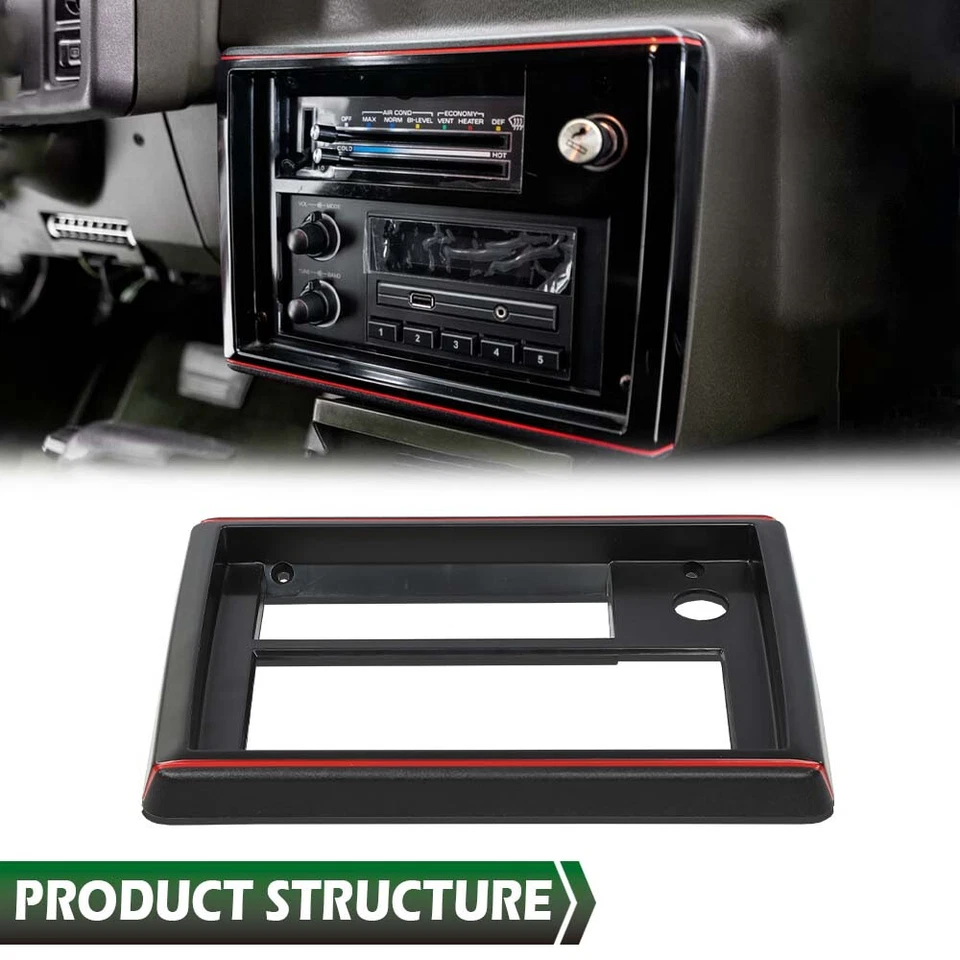Fit For 81-88 El Camino Monte Carlo SS Radio Face Plate Black with Red Trim Foto 1 de 4