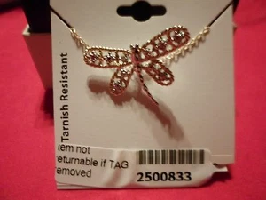 18K Yellow Gold Over 925 Sterling Silver Dragonfly Necklace-18 inches, 3.1 grams - Picture 1 of 3
