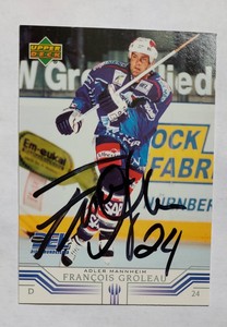 2001-02 Upper Deck German DEL #171 In Person Auto Francois Groleau Mannheim