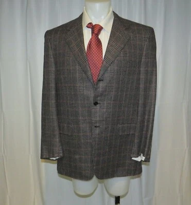 Abrigo deportivo pesado Brioni Neiman Marcus Traiano gris cachemir a cuadros 44R nuevo con etiquetas nuevo en caja Foto 1 de 4