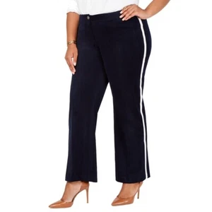 TOMMY HILFIGER NEW Women's Plus Size Velvet Varsity-stripe Casual Pants TEDO - Picture 1 of 2