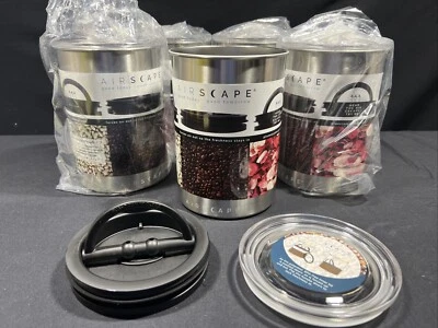 PLANETARY DESIGN 5 Airscape Stainless Steel Coffee Canister Food Storage Container Air Scape 64oz