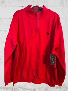 U.S. Polo Assn. Herren 1/4 Zip Fleece Gr. XL Langarm Neu mit Etikett Engred - Bild 1 von 3