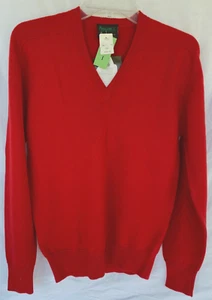 VTG ANSETT KNITWEAR..MERINO WOOL..RED..V-NECK..JUMPER / SWEATER..MEN SMALL..NWT - Picture 1 of 4