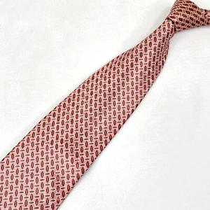 Ermenegildo Zegna Recent Pink Red Gray Geometric 100% Satin Silk Tie 60 x 3 3/4 - Picture 1 of 13