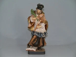 Holz Figur HL. JOHANNES VON NEPOMUK geschnitzt H 19cm color neu Brücken Heiliger - Bild 1 von 7