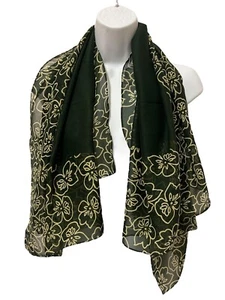 Bufanda con patrón floral verde oscuro y amarillo - Imagen 1 de 8