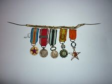 Portée 5 médailles militaire miniature argent WW1 Croix Nichan Chevalier Ouissam