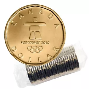 Canada 2010 Inukshuk Vancouver Olympics Lucky Loonie BU UNC From Mint Roll!! - Picture 1 of 2