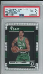 2017-18 Panini Jayson Tatum #3 Donruss Optic The Rookies Jason PSA 8 Graded Card - Picture 1 of 2
