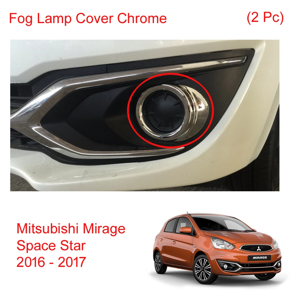 Fog Lamp Light Cover Chrome Trim 2 Pc For Mitsubishi Space Star Mirage 2016 - 17 - Image 1 of 3