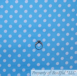 BonEful FABRIC FQ Cotton Quilt Blue White Polka Dot Stripe Small Little Boy SALE - Picture 1 of 12